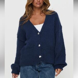 Princess polly Yasmyn Knit Cardigan Royal Blue